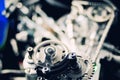 Chains and idler from motorcycle engine Royalty Free Stock Photo