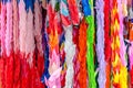 Chains of japanese origami paper cranes hanging at the Nagasaki