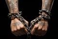 Chains once bound, now hands stroll freely, marking the transformation from slavery to freedom