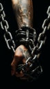 Chains once bound, now hands stroll freely, marking the transformation from slavery to freedom Royalty Free Stock Photo