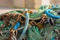 Chains and ropes of a fishing trawl..