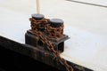 chains securing ships to the pier Royalty Free Stock Photo