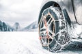 The chains snow for a wheel car