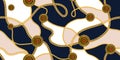 Trendy seamless pattern with gold chains. Light brown and white on dark blue background ready for print, fabric, textile. Royalty Free Stock Photo