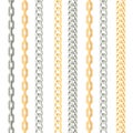 Chains metal vertical seamless pattern on white background.