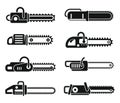 Chainsaw blade icons set, simple style Royalty Free Stock Photo