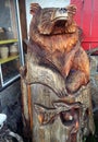 Chainsaw carving art of a bear on display at Qualicum Bay, BC