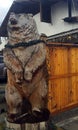 Chainsaw carving art of a bear on display at Qualicum Bay, BC