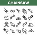 Chainsaw Collection Elements Icons Set Vector