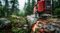 Chainsaw Cutting Through Log in Lush Forested Environment Royalty Free Stock Photo