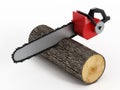 Chainsaw Cutting Timber Log Royalty Free Stock Photo