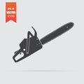 Chainsaw icon in flat style isolated on grey background