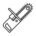 Chainsaw icon linear logo mark in black and white Royalty Free Stock Photo