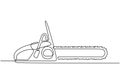 Chainsaw in one continuous line drawing. Representation of power tools and outdoor work Royalty Free Stock Photo