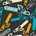 Chainsaw pattern seamless. lumberjack Tool background. vector ornament