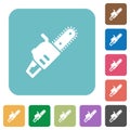 Chainsaw rounded square flat icons