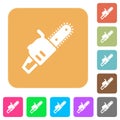 Chainsaw rounded square flat icons