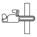 Chainsaw sawing board woodchopper concept lumberjack arborist cutting deforestation prunes sprinking contour outline line icon