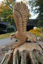 Chainsaw sculpture of eagle, Fitz Park, Keswick