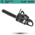 Chainsaw vector flat icon. Construction working tool item