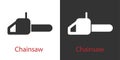 Chainsaw vector flat icon on white and dark background