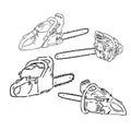 Chainsaw. Vector illustration, doodle style saw vector Royalty Free Stock Photo