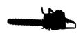 Chainsaw vector silhouette illustration isolated on white background. Hard industry job equipment.