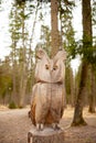 Chainsaw Wood Art Carved Animal Bear in a Pine Wood Forest