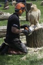 Chainsaw wood carving an eagle sculpture