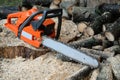 Chainsaw and wood