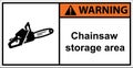 Chainsaws, warning signs for chainsaw storage areas.Sign warning