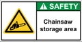 Chainsaws, warning signs for chainsaw storage areas.Sign safety
