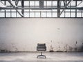 Black chair at an abandoned factory. 3d rendering