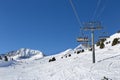 Chair alpine skiing lift. Royalty Free Stock Photo