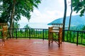 chair on balcony with ocean sea viewpoint background in Thailand Royalty Free Stock Photo