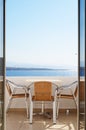 Chair at balcony with sea view Royalty Free Stock Photo