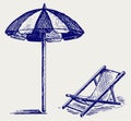 Chair and beach umbrella Royalty Free Stock Photo