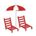 chair and beach umbrella for holiday Royalty Free Stock Photo