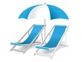 Chair and beach umbrella isolated Royalty Free Stock Photo