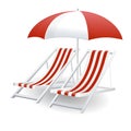 Chair and beach umbrella isolated Royalty Free Stock Photo