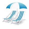 Chair and beach umbrella isolated Royalty Free Stock Photo