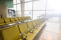 Chair Bench for passengers to set and wait at the airport near window