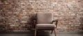 A chair by a brick wall with a wooden frame Royalty Free Stock Photo