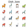 Chair color line icon set vector illustration graphic design