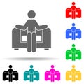 Chair, couch, man multi color style icon. Simple glyph, flat vector of man sitting on icons for ui and ux, website or mobile Royalty Free Stock Photo