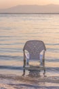 Chair in the Dead Sea in Israel Royalty Free Stock Photo