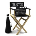 Chair director, movie clapper and megaphone Royalty Free Stock Photo