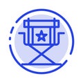 Chair, Director, Movies, Star, Television Blue Dotted Line Line Icon