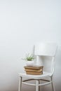 Chair and empty wall background, interior art poster mock up Royalty Free Stock Photo