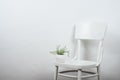 Chair and empty wall background, interior art poster mock up Royalty Free Stock Photo